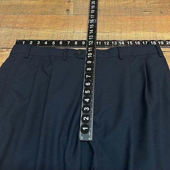 Brooks Brothers Dress Pants Mens 38x30 Blue Pleated Cuffed Hems Measures 37x30 - Picture 3 of 5